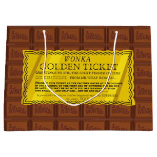 Willy Wonka Golden Ticket Large Gift Bag