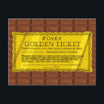 Willy Wonka Golden Ticket Postcard<br><div class="desc">Willy Wonka & the Chocolate Factory | The iconic Wonka Golden Ticket inspired graphic.</div>