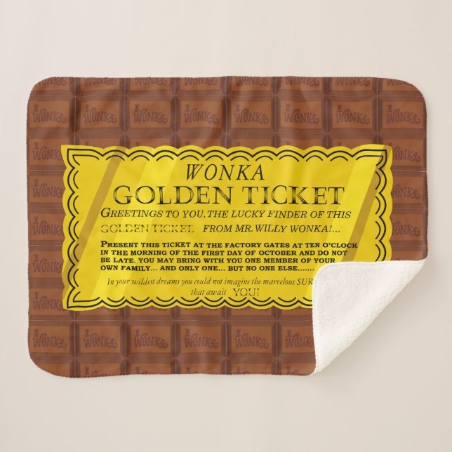 Willy Wonka Golden Ticket Sherpa Blanket (Front (Horizontal))
