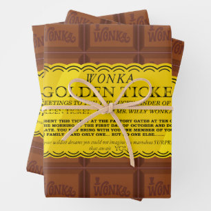 Willy Wonka Golden Ticket Wrapping Paper Sheet