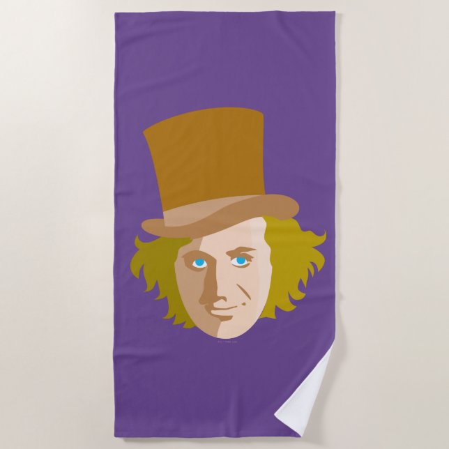 Willy Wonka Stenciled Face Graphic Beach Towel (Front)