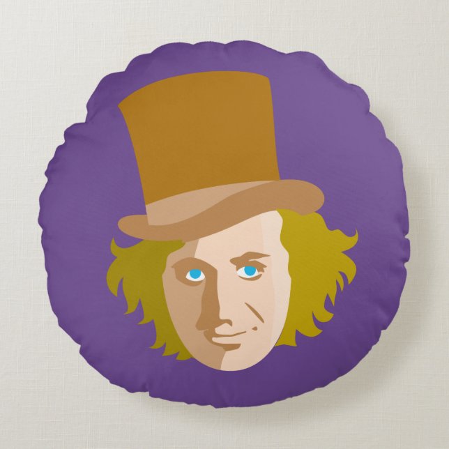 Willy Wonka Stenciled Face Graphic Round Cushion (Front)