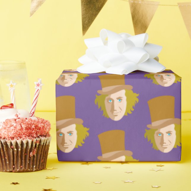 Willy Wonka Stenciled Face Graphic Wrapping Paper (Birthday Party)
