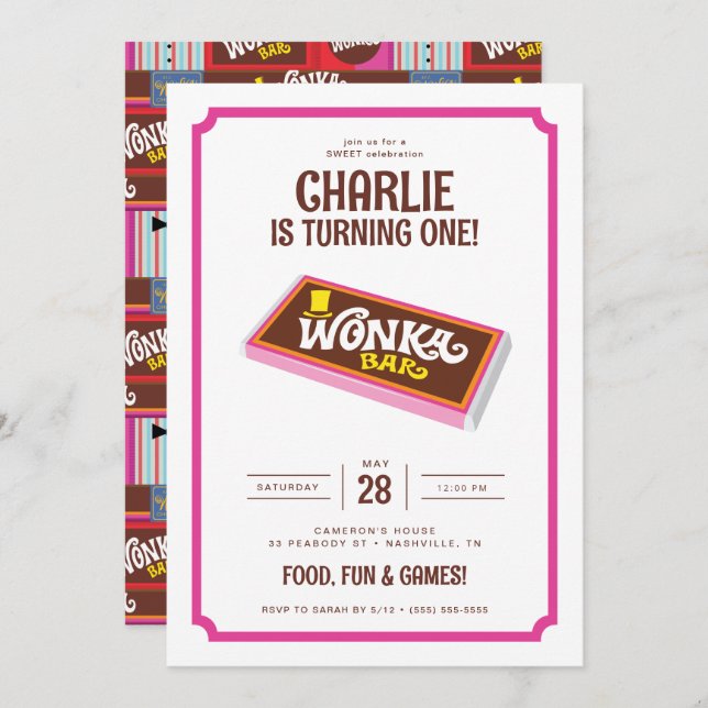 Willy Wonka & the Chocolate Factory Birthday Invitation (Front/Back)