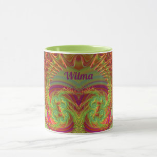 WILMA ~ Zany 3D ~ Bright Orange, Yellow and Purple Mug