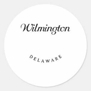 Wilmington Delaware Black Font Classic Round Sticker