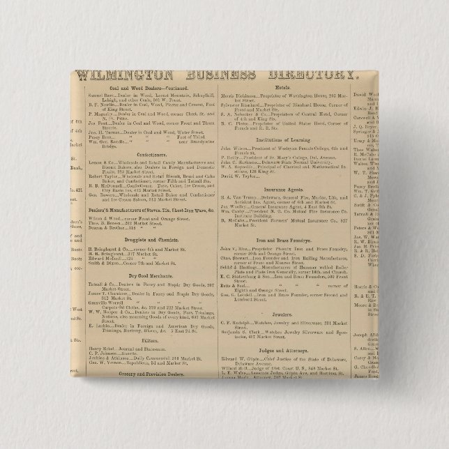 Wilmington Delaware business directory 15 Cm Square Badge (Front)