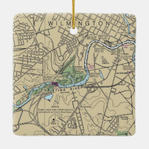 Wilmington Delaware Map Ceramic Ornament