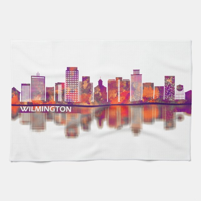 Wilmington Delaware Skyline Tea Towel (Horizontal)