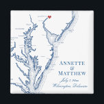 Wilmington Delaware Wedding Favour Magnet<br><div class="desc">Quick and Easy ordering! These Wilmington Delaware map magnets make great Delaware wedding favours to include in your Wilmington destination wedding welcome bags. Move the heart by clicking "Edit Using design tool" under "Personalise". Featuring a map of Chesapeake Bay with Artwork by Coastal Map Designs</div>