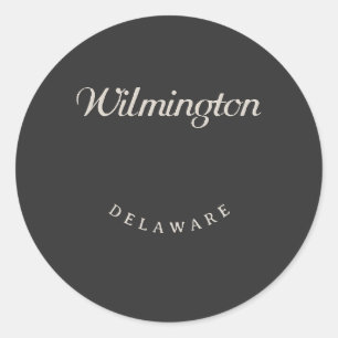 Wilmington Delaware White Font Classic Round Sticker