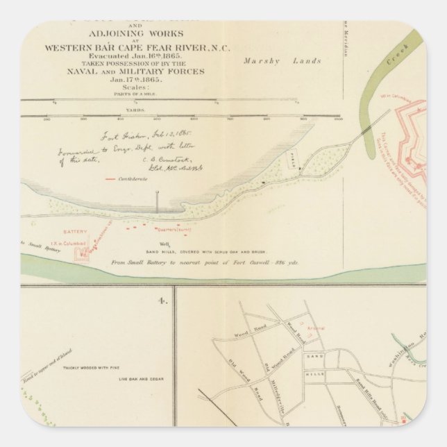 Wilmington, Ft Caswell, Smith's Island, Augusta Square Sticker (Front)