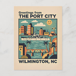 Wilmington NC Colorful Retro Travel 1930s Postcard