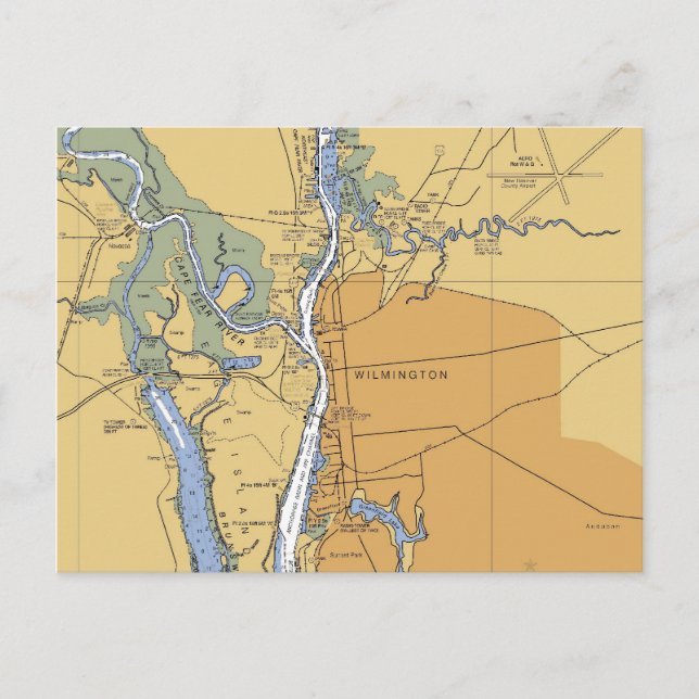 Wilmington, NC Nautical Chart Postcard (Front)