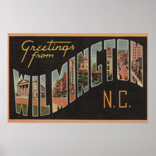 Wilmington, North Carolina - Large Letter Scenes Poster (Front)