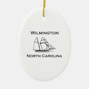Wilmington North Carolina Tall Ship Ceramic Tree Decoration