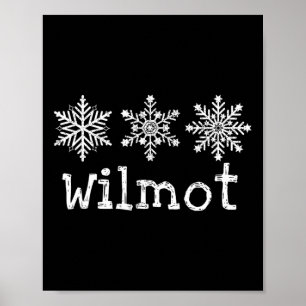 Wilmot Mountain Skier Skiing Ski Snowflakes Rustic Poster
