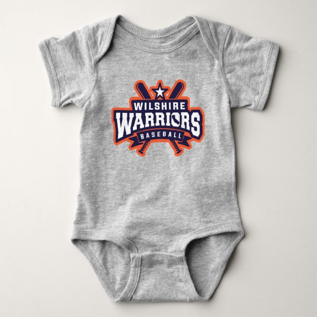 Wilshire Warriors Baseball League Logo Baby Bodysuit (Front)