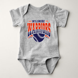Wilshire Warriors Navy Baseball Logo Baby Bodysuit
