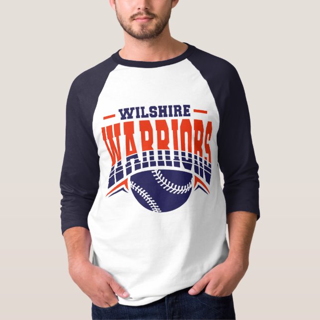 Wilshire Warriors Navy Baseball Logo T-Shirt (Front)