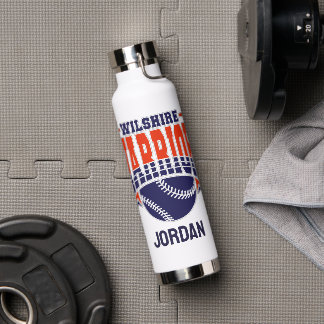 Wilshire Warriors Navy Baseball Logo Water Bottle