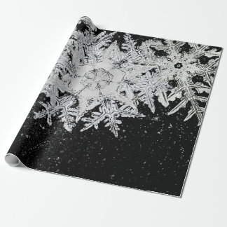 WILSON BENTLEY SNOWFLAKES ON NIGHT SKY WRAPPING PAPER