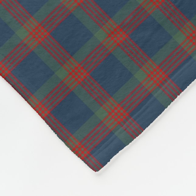 Wilson Clan Blue, Green and Red Tartan Fleece Blanket (Corner)