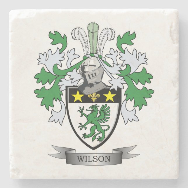 Wilson Coat of Arms Stone Coaster (Front)