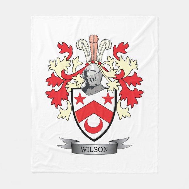 Wilson Family Crest Coat of Arms Fleece Blanket (Front)