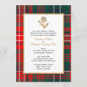Wilson Plaid Thistle Wedding Invitation