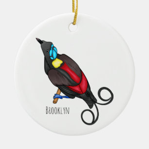 Wilson's bird-of-paradise bird cartoon ceramic ornament