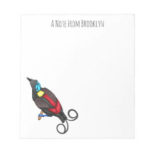 Wilson's bird-of-paradise bird cartoon notepad