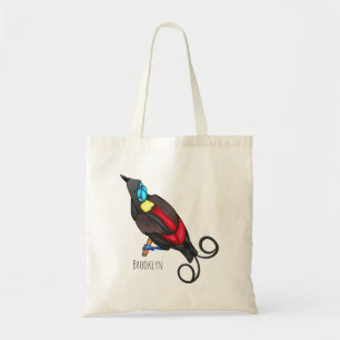 Wilson's bird-of-paradise bird cartoon tote bag