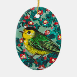 Wilson's Warbler Ceramic Tree Decoration