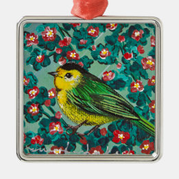 Wilson's Warbler Metal Ornament
