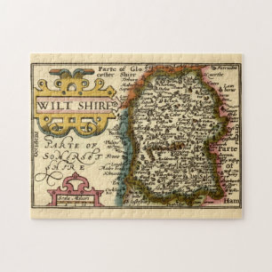 Wiltshire County England Old Antiquarian Atlas Map Jigsaw Puzzle