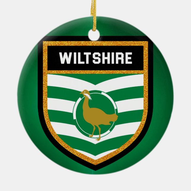 Wiltshire Flag Ceramic Ornament (Back)