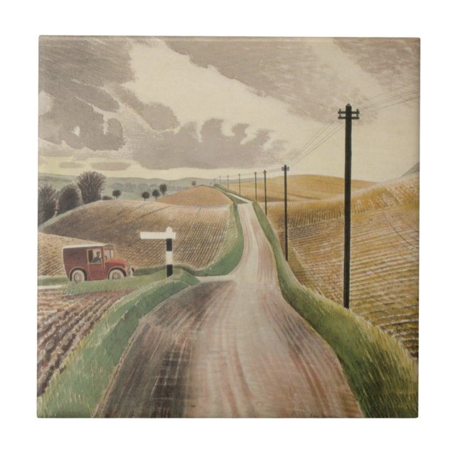Wiltshire Landscape (by Eric Ravilious) Ceramic Tile (Front)