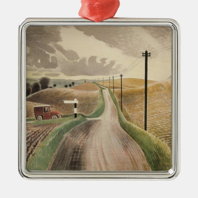 Wiltshire Landscape (by Eric Ravilious) Metal Ornament (Front)