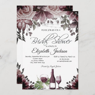 Wime bottle Glass Lights Floral Bridal Shower Invitation