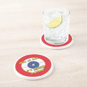 "Win or lose..." Sandstone Coaster - (Red)