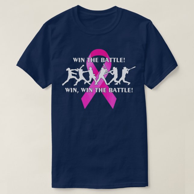 Win the Battle FastPitch Softball Breast Cancer  T-Shirt (Design Front)