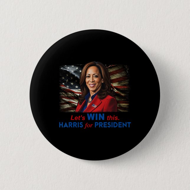 Win This Harris For President Kamala Harris 2024 V 6 Cm Round Badge (Front)