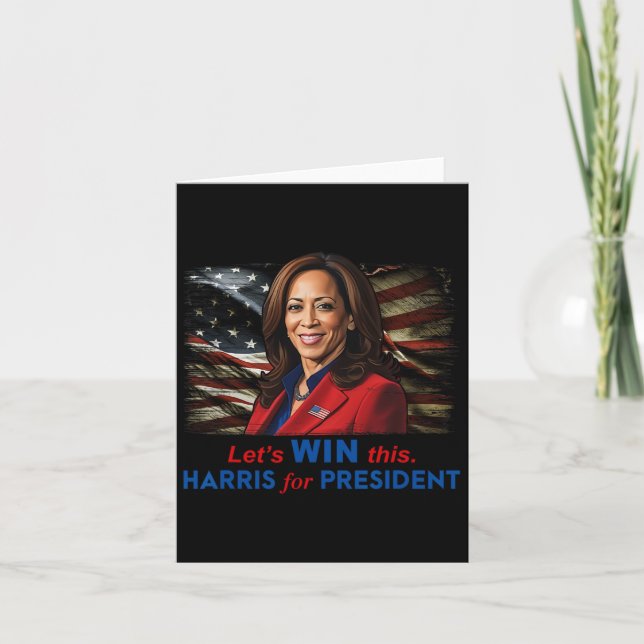 Win This Harris For President Kamala Harris 2024 V Card (Front)