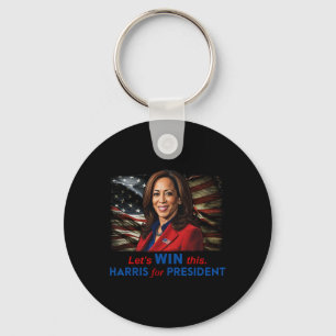 Win This Harris For President Kamala Harris 2024 V Key Ring
