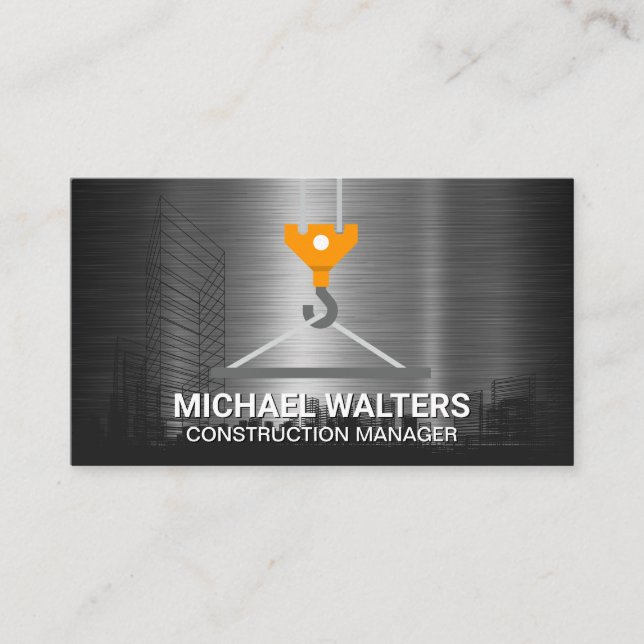 Winch Crane Construction | City Metallic Business Card (Front)