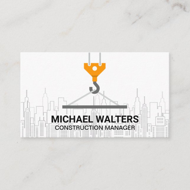Winch Crane Construction | City Skyline Business Card (Front)