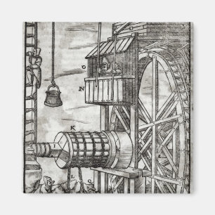 Winch for getting water from a mine magnet
