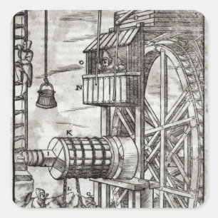 Winch for getting water from a mine square sticker