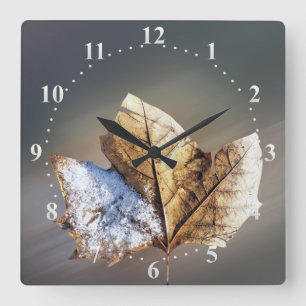 wind and snow square wall clock